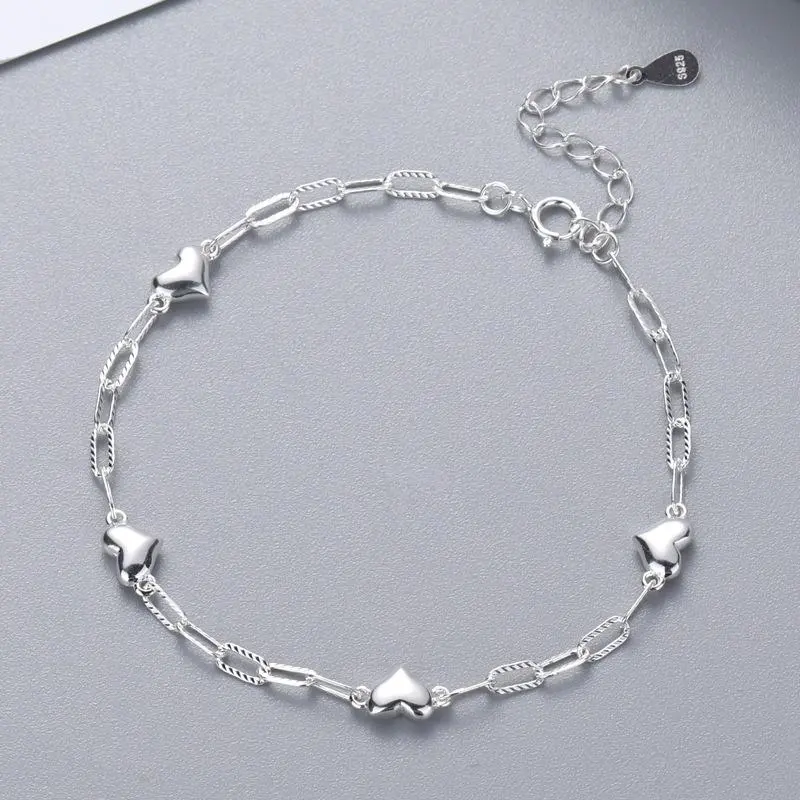 Women's Dainty Charm Bangle in 925 Sterling - Stackable Minimalist Pendant, Beautiful Hypoallergenic Gift for Daily Wear, Beautiful Bracelets, Heart Pendant Bracelet, Heart Motif, Minimalist Stack, Bracelet Stack