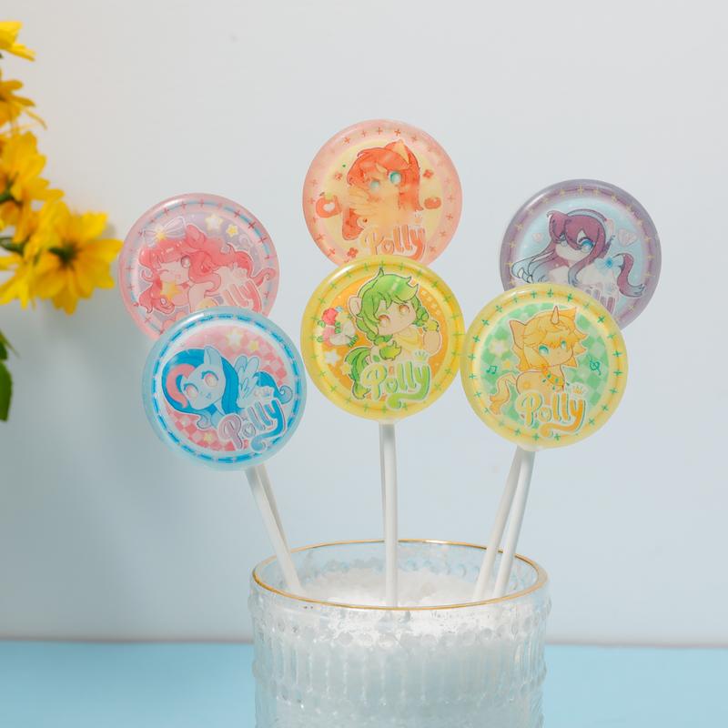 24Pcs Rainbow Polly Cartoon Lollipops | Viral Aesthetic Sweets for Kids Party Favors, Goodie Bag Stuffers & Gifts