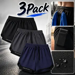 3-Pack Men's Moisture Wicking 2-in-1 Running Shorts Built-in Liner Athletic Workout Shorts for Gym Training，Casual Shorts，Quick Dry Shorts，Outdoor Shorts，Beach，Drawstring Shorts，Elastic Waist Shorts，Running ，Basketball