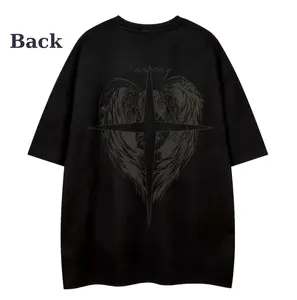 Y2K Gothic Angel Wing Heart Graphic Tee, 2000s Aesthetic Streetwear Shirt, Dark Vintage Grunge Top, Unisex Menswear Womenswear T-Shirt