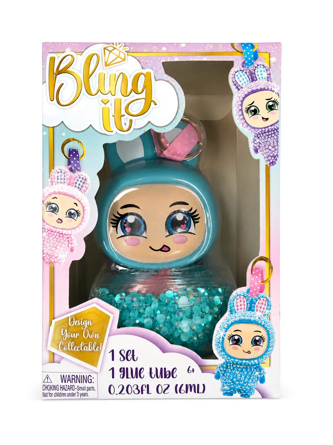 Bling It DIY Diamond Art Clip-On Character Kit | Decorate Your Own Collectible Keychain | Ages 6+