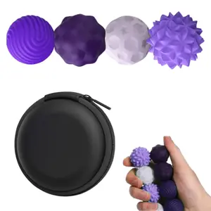 New Design Silicone Fidget Balls:4 Pack Silicone Stress Relief Balls Stone for Adults, Sensory Travel Toy For ADHD
