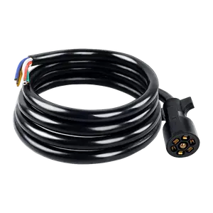 Nilight 7-Way Trailer Plug Cable, 1x 8 ft Heavy-Duty Inline Cord with 7 Color-Coded Wires & ABS Construction, for Campers