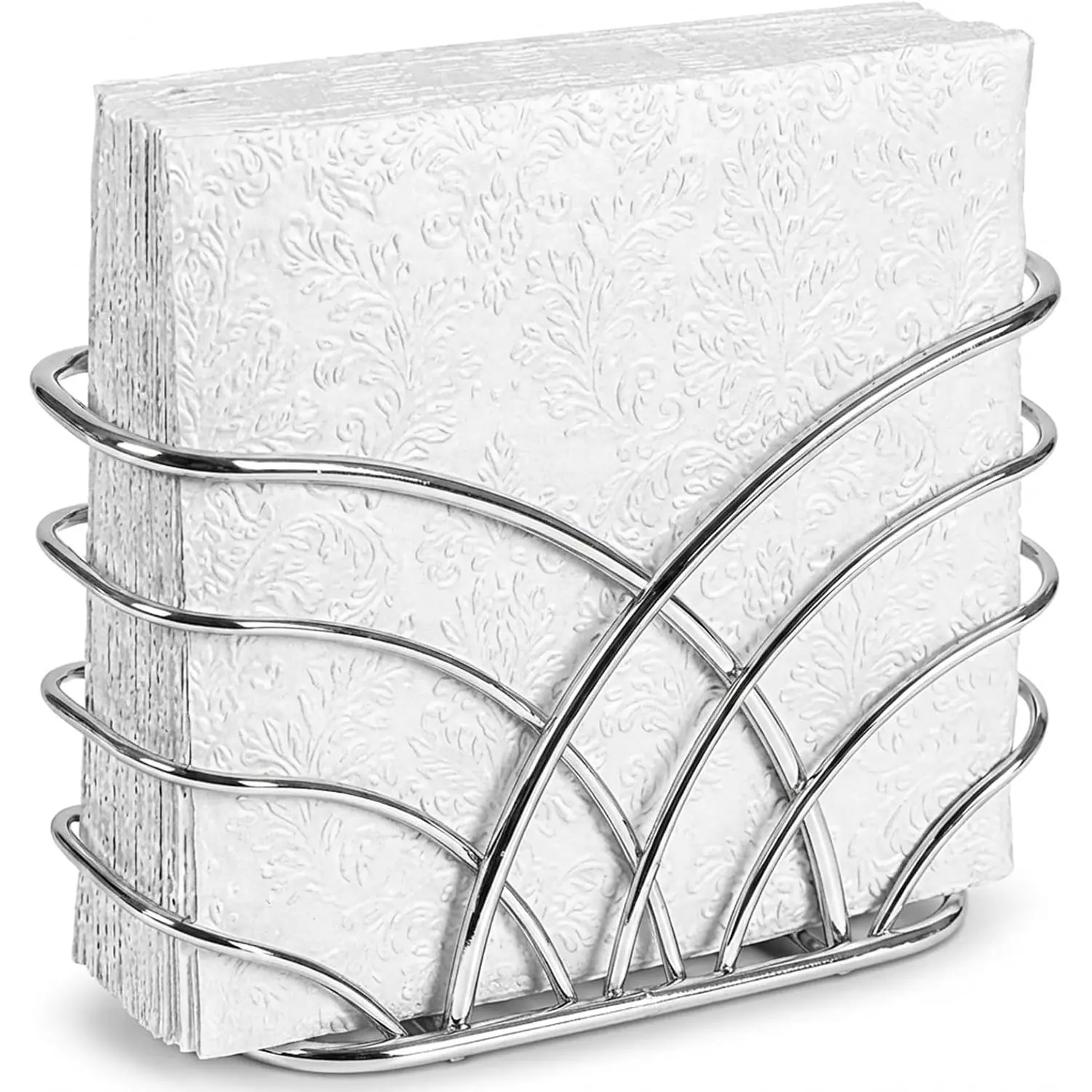 Napkin Holder for Table, Silver Iron Upright Paper Dispenser| Dinner Napkins, Lunch Napkins & Table Decor