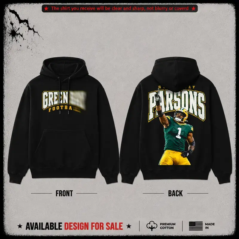 Micah Parsons Ver 2 Premium Heavy 100% Cotton Hoodie, Green Bay City Football Fans T-Shirt, Cheesehead Football Game Day Outfit, Gift For Football Fans, Husband, Boyfriend Oversized