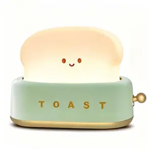 Desk Decor Toaster Lamp,Cute Smile Face Toaster Lamp Rechargeable Small Desk Decor Night Light  for Bedroom, Bedside, Living Room, Dining, Desk Decorations, Gift