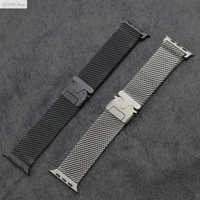 Titanium Milanese Loop Apple Watch Band for Ultra 2 49mm & Series 10/9/8/7/6/5 – Luxury Adjustable Strap with Secure Parachute Buckle, Durable Scratch-Resistant Design, Stylish Everyday, Sports & Outdoor Wear   ：,summerwins