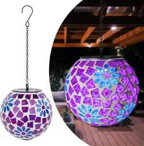 Hanging Lantern  Outdoor Lanterns Mosaic Gazing Ball Outdoor Hanging Lights Outdoor Lights  Garden, Patio, Pathway & Yard Decor Purple