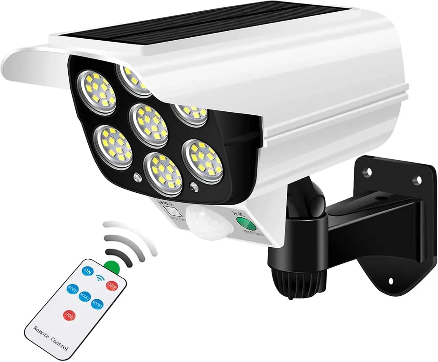 Dummy Camera Solar Security Light, 77 LED Motion Sensor Outdoor Security Light, 3 Modes & Remote Control, IP65 Waterproof for Garden Patio