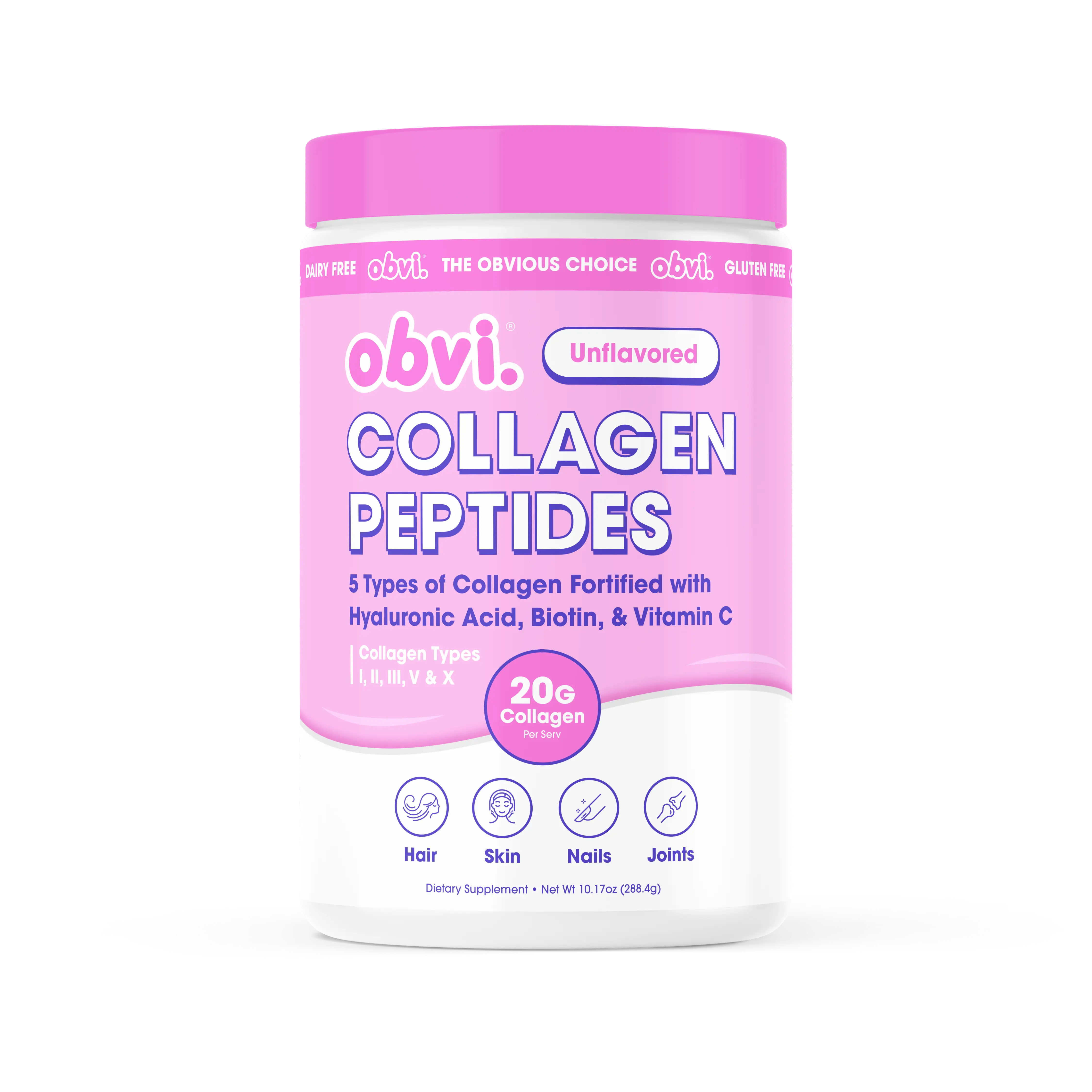 Obvi Collagen Obvi Multi Collagen Peptides & Hyaluronic Acid & Vitamin C Powder Hydrolyzed Bovine Collagen for Hair, Skin, Nails & Joints, Mix with Coffee & Smoothies, Unflavored- Unflavored