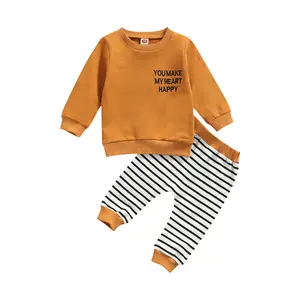 2Pcs Toddler Baby Boy Girl Sweatshirt Tops Pants Set Long Sleeve Sweatsuit Fall Winter Outfits