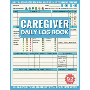Caregiver Daily Log Book: Care Journal to Track the Medication, Meals, Vital Signs & much more for Elderly & Seniors or Patients