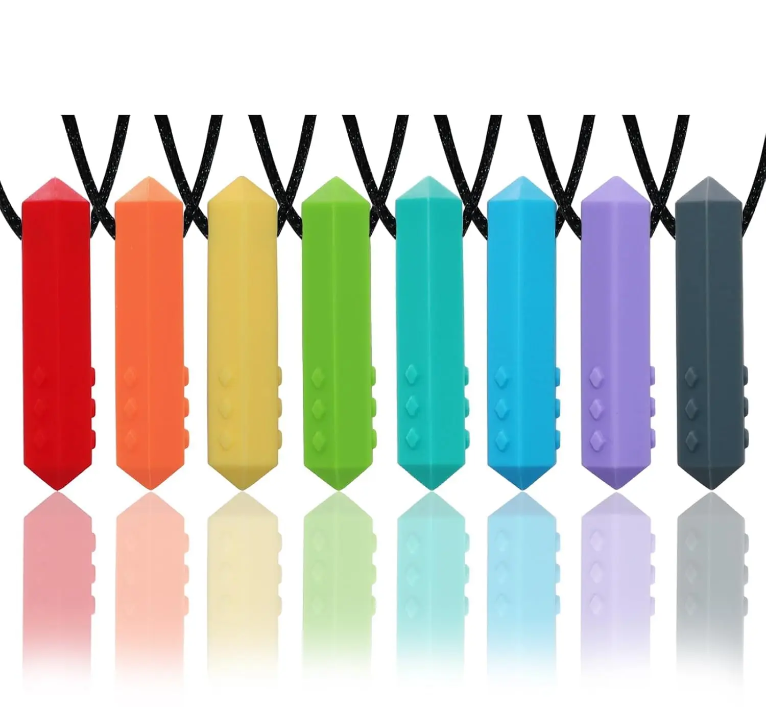 Chew Necklaces for Sensory Kids, 8 Pack Chewy Necklace Sensory Boys and Girls with Autism, ADHD, SPD, Biting, Silicone Teething Necklace Oral Chew Toys for Adults Reduce Chewing Anxiety Fidget