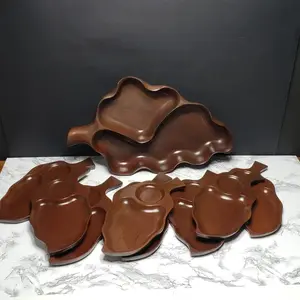 Japanese Solid Wood Serving Set 9pc Vintage