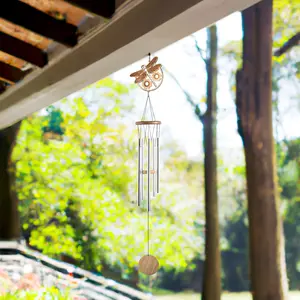 34" Long Wood Silhouette Dragonfly Wind Chime
