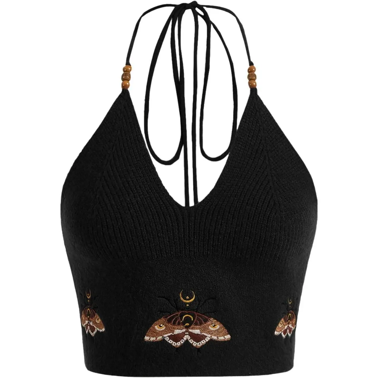 Women's Crop Halter Tops Y2k Goth Clothes Crochet Cami Sleeveless Tie Backless Boho Knit Top Camisole Womenswear Comfort shrug vest