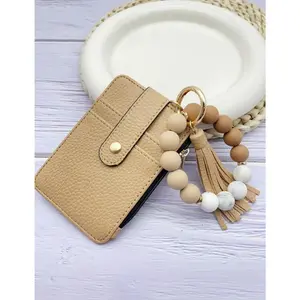 1pcs minimalist style, featuring marble-patterned silicone beads handcrafted into a western cowboy bag, wrist keychain, women's wallet card holder, bracelet key ring, Keychain Wristlet, perfect gift for friends or mothers Sunshine Vibes Charm