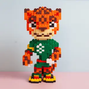 Mexican Spirit Tiger Micro Block Figure - Green Jersey Animal Building Set, 3D Nano Brick Sculpture, Festive Home Decor, Unique Collectible for Culture Lovers
