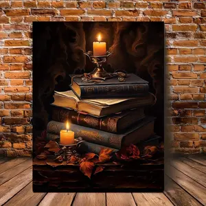 Vintage Gothic Style Canvas Art Print, Solid Wood Frame Wall Decor, Victorian Design Poster, Perfect for Christmas, Hanukkah, Thanksgiving