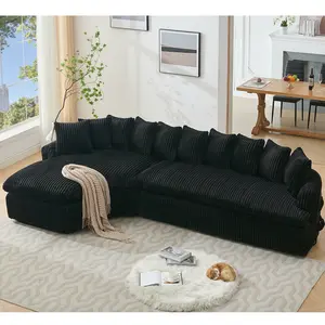 Niccae 127-in Curved L-Shaped Sectional Sofa Bed - Chenille Fabric Couch, Modern Chenille Couch, Reversible Chaise, High-Resilience Foam, 10 Back Cushions, No Assembly Required, 2-Box Shipment, for Living Room