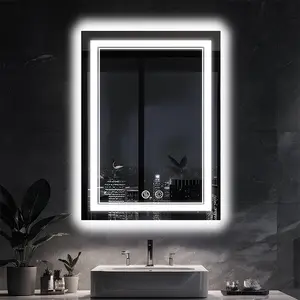 Smart LED Bathroom Mirror, Anti-Fog Touch Control Lighted Vanity Mirror,Dimmable, Memory Function, Wall Mounted Illuminated Mirror for Bathroom Decor