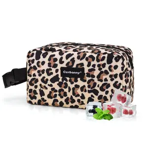 CERBONNY Mini Freezable Bag for Women, Mature Leopard Print, Little Cooler Bag, Small Snack Bag, 3 Cans Capacity
