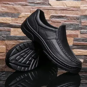 Men's Work Shoes Restaurant Kitchen Water Oil Resistant ,Black Slip-On