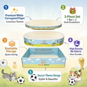 tiktokshopmemorialday Eco-Friendly Cat Scratcher Cardboard, 3-in-1 White Corrugated Paper Cat Bed & Lounge, High-Density Durable Scratching Pad, Space-Saving Stackable Set for Small to Large Cats cool cat stuff cat stuff for indoor