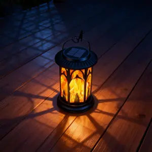 KOOPER Solar Lanterns Flickering Flame Outdoor Metal Solar Light Waterproof Solar Powerd Led Flame Lights with USB Dual Mode for Patio Fence Garden Yard Trees Lawns Christmas Decorations