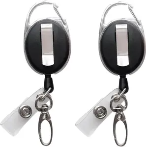 Retractable Badge Reel with Claw Clasp and Clip for Id Card Holders (2Pack)