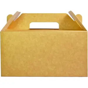 50 Pack Brown Gable Boxes (8.25"x5"x4") for Foods, Gifts and Party Favors,  Boxes Candy Cookie Snack Goodie  Boxes for Birthday, Wedding,  Shower