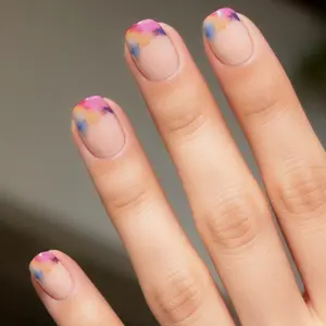 Y2K Semi Cured Gel Nail Strips 20+6 PCS | Includes 6 Trial Strips to Try | Pastel Multicolor Ink Blur Gradient | 5-Min UV Cure (UV/LED Lamp Required, 36W+ Recommended) | OAUEE