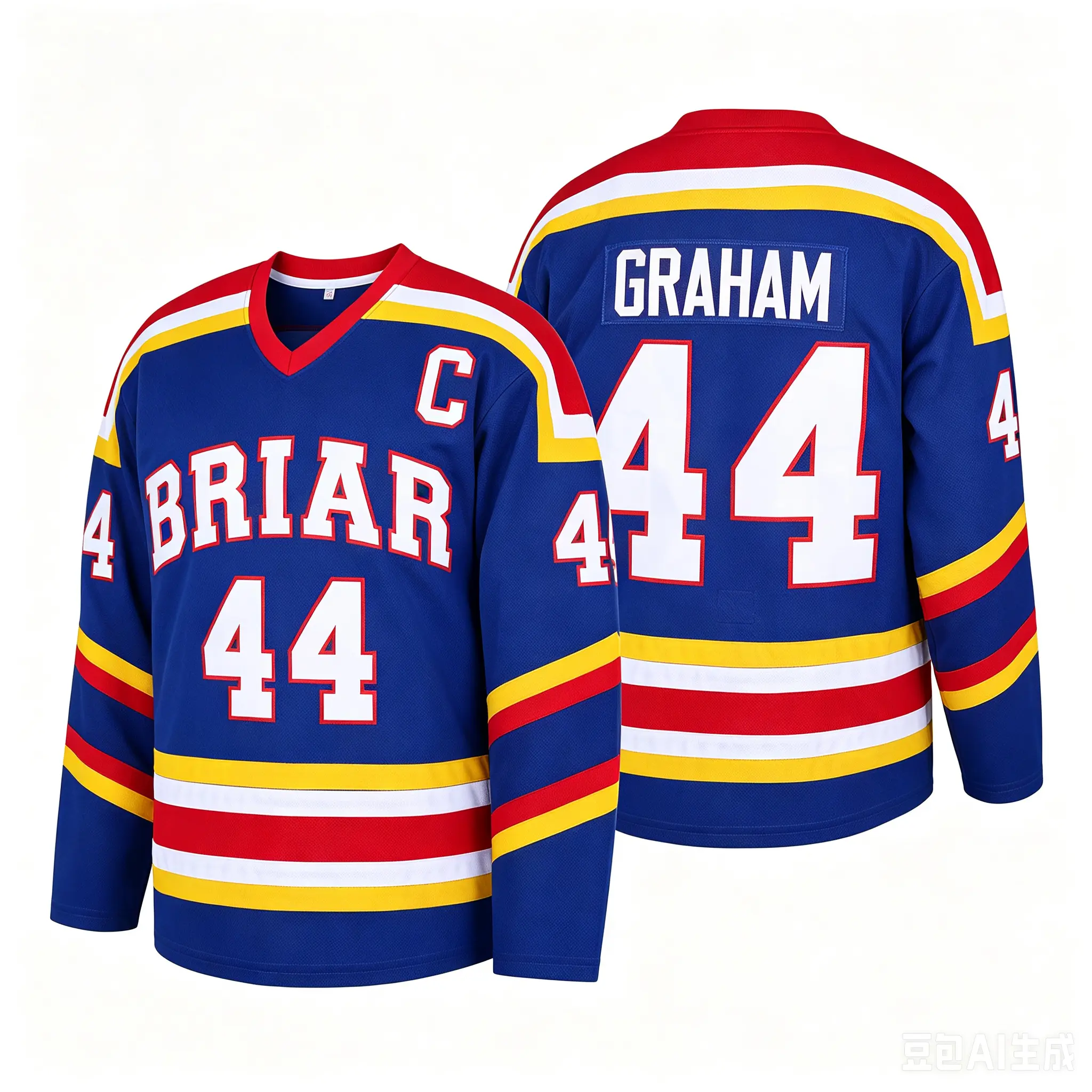 Men's #44 blue ice hockey jersey Letter and number embroidery, soft fabric, suitable for ice hockey fans' daily wear