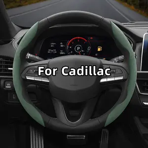 For Cadillac Suede Leather Non‑Slip Ultra‑Thin Steering Wheel Cover Segmented Steering Wheel Accessories Quick Installation Universal for All Seasons For ESCALADE/LYRIQ/XT5/XT4/XT6/CT5/CT4/CELESTIQ/OPTIQ/VISTIQ Black Brown Mocha Orange Red Green