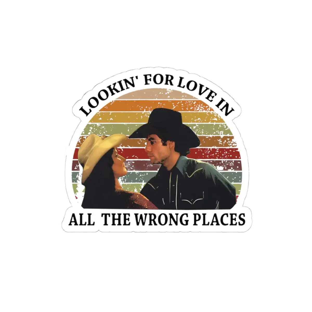 Cowboy Couple Vintage Sticker, Lookin For Love Quote, Classic Movie Sticker