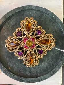 Square gem stone brooch