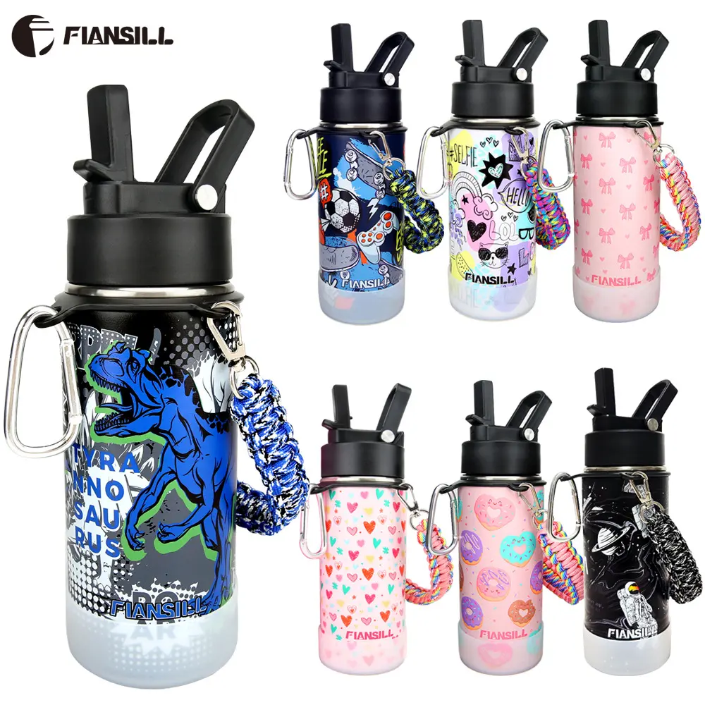 FIANSILL Cross-Border 16oz Space Bottle 304 Stainless Steel Water Bottle with Handle Portable Insulated Cup High-Value Outdoor Car Use Vacuum Flask Durable Design