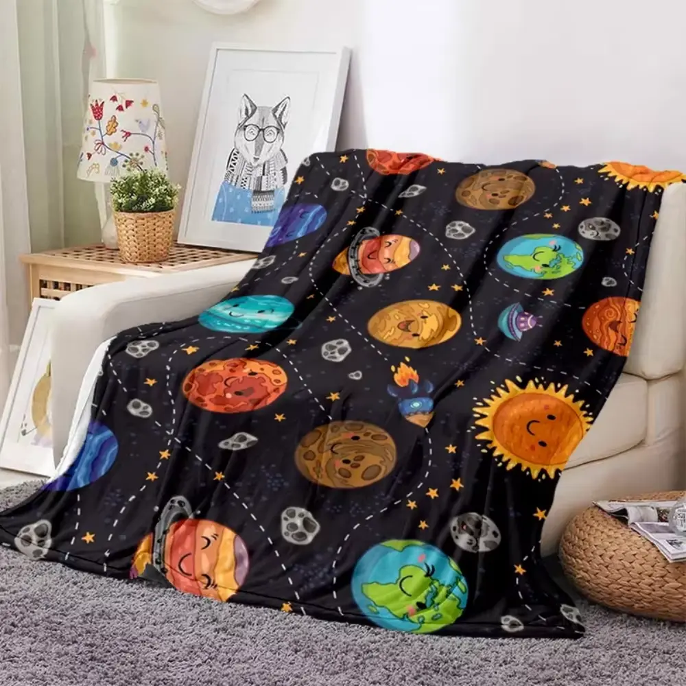 Galaxy Stars Print Blanket, Ultra Soft Microfiber Throw  Lightweight for Sofa, Bed, Office – Space Room Decor, Gift for All Ages