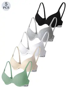 5PCS Shape-Enhancing Lifting Bra Set – Breathable Sweat-Wicking & Convertible Straps | Trendy Letter Underband Design | Push-Up Support for Everyday Wear & Backless Outfits | Comfortable All-Day Wear for Women