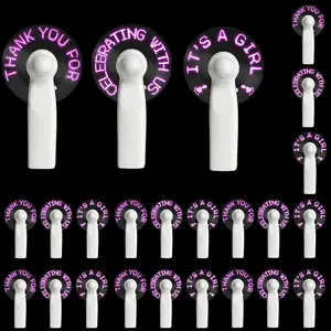 24 Pcs Mini Portable Handheld Fans Bulk For Guest LED Battery Powerful Fan Small Personal Fans Thank You For Celebrating With Us Gifts for Summer Baby Shower Gender Reveal It's A Girl Party Favors