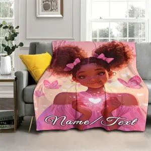 Personalized Name Blanket Featuring a Lovely Princess ,Suit for The Sofa, Bed, Travel, Camping, Living Room, Office, Chair，Gifts for Family or Child  ,Friend , Send your custom text via shop chat to personalize
