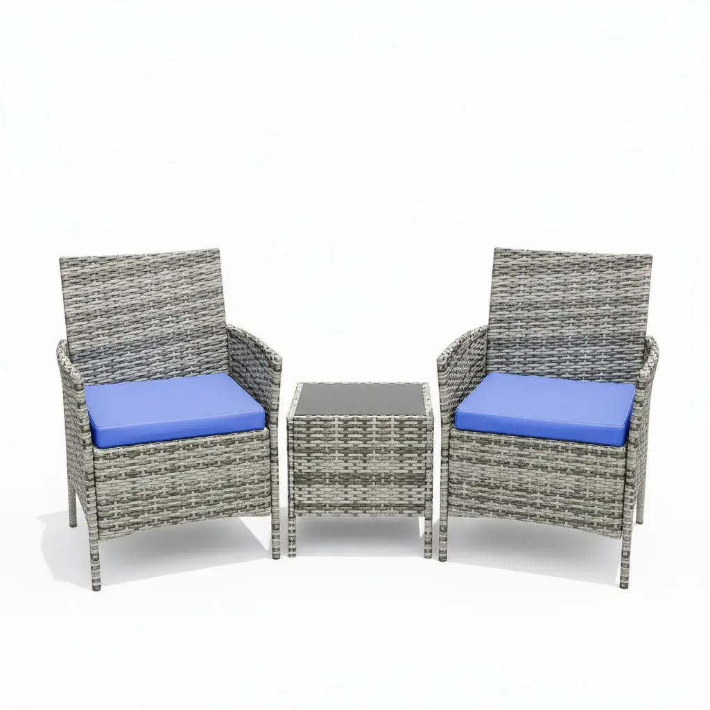 Black rattan + green cushion
