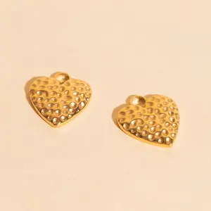 Hammered Heart Huggie Hoop Charms