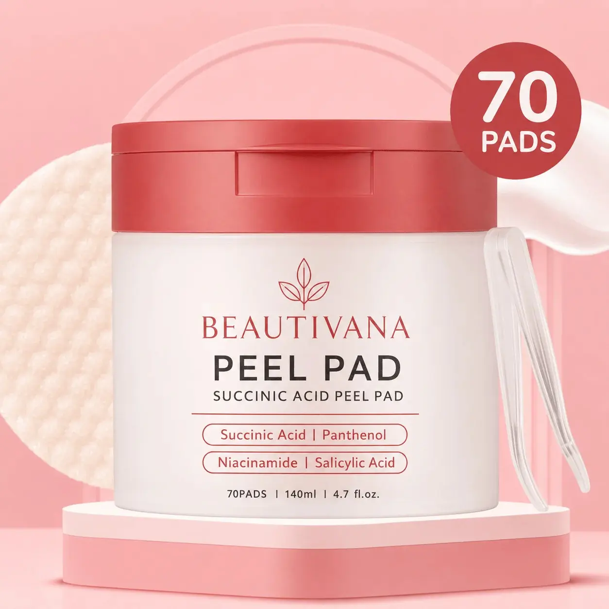 Exfoliating Toner Pads with Succinic Acid, AHA & BHA