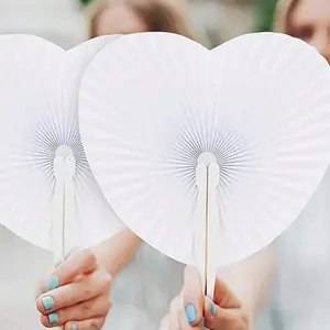 Heart-Shaped Paper Fans, European Wedding Supplies, DIY Party Decorations, Round Advertising Fans, Gifts, Performance Fan, Dance Fan