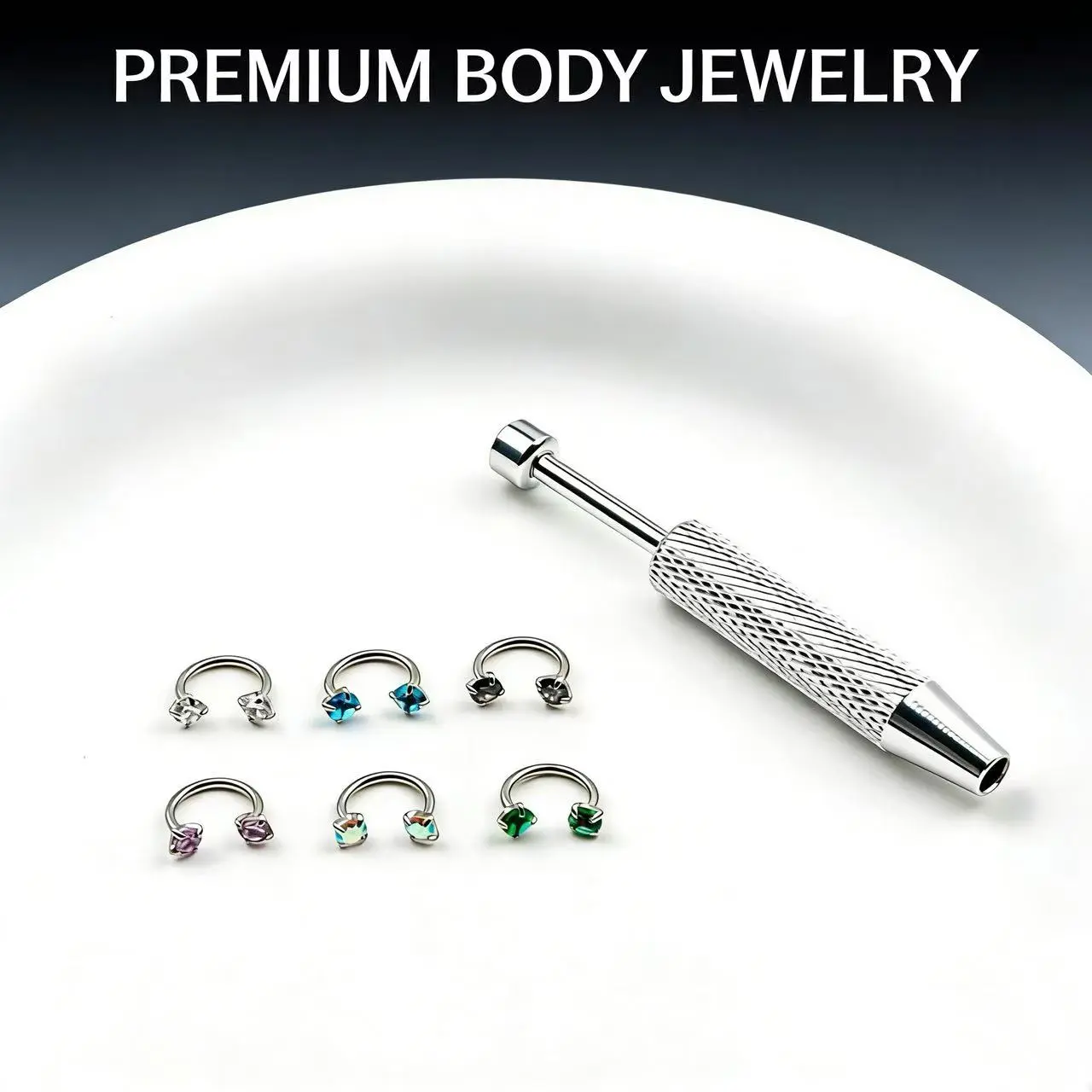Women's 6PCS 18G Nose Rings Set - Medical Grade Hypoallergenic Nickel-Free Stainless Steel 8mm Internal Threaded Horseshoe Hoops with Free Ball Holder Tool, Cubic Zirconia, Waterproof Body Jewelry for Sensitive Skin Nose Piercing, Diamond Cut Daily Wear,,