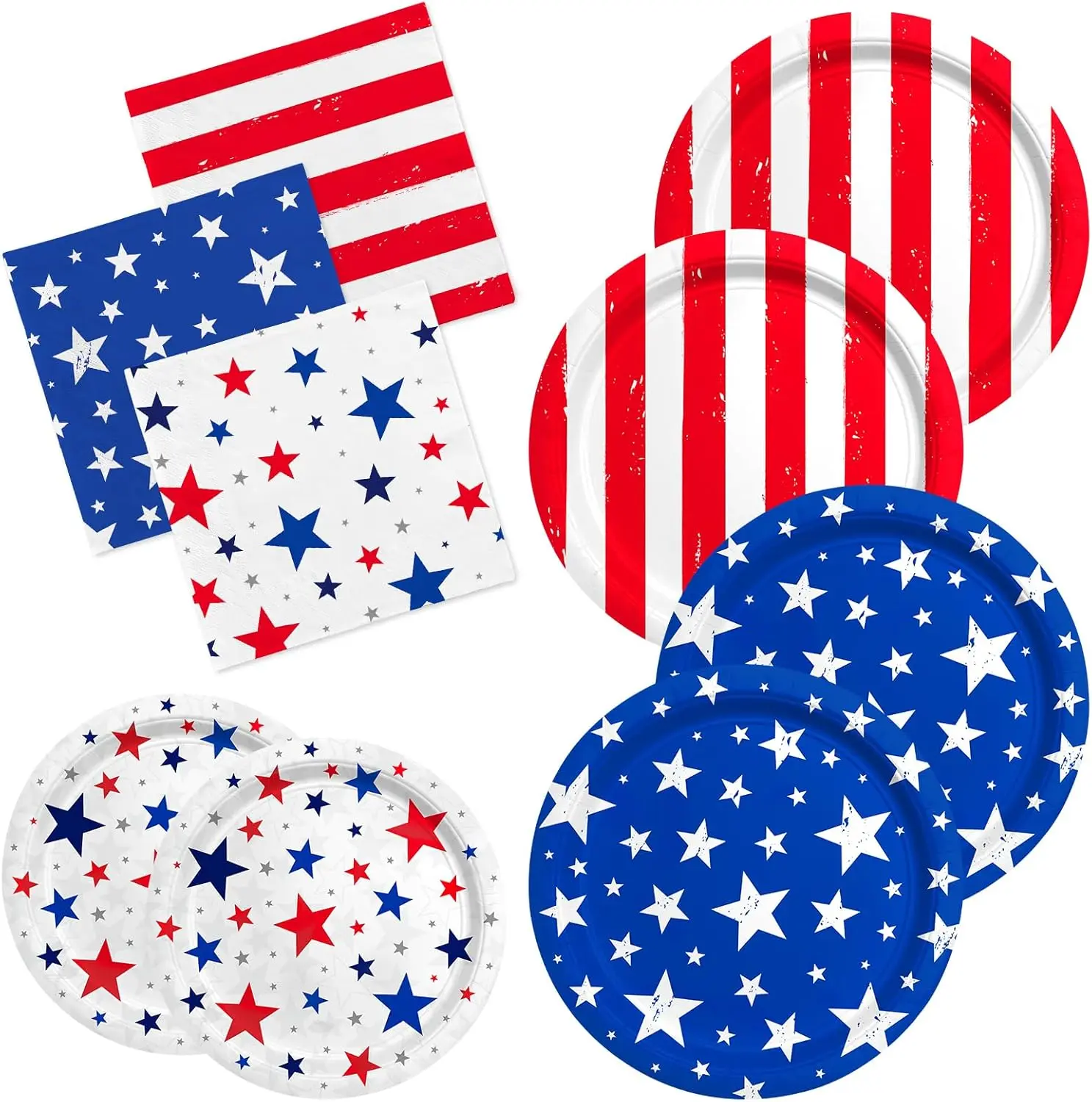 4th of July Party Supplies Set-American Patriotic Theme for Independence & Election Day Decorations, Includes Dinner & Dessert Plates, Napkins- for Patriotic & 4th of July Party Decorations