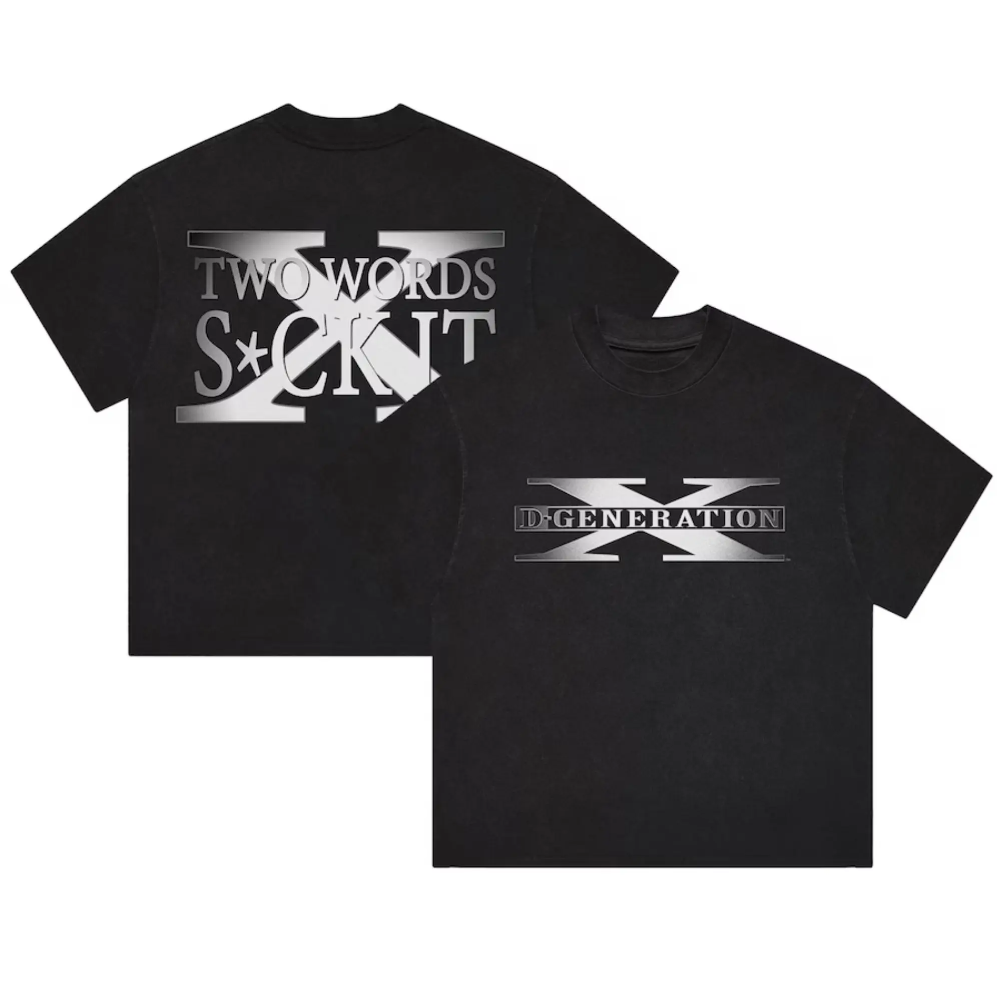 Men's Heather Black D-Generation X Two Words T-Shirt ,  WWE Shirt, Wrestlemania Unisex T-Shirt, Unisex Graphics Cotton Tee, Short Sleeve Casual Cotton Tee, Gift for Fans