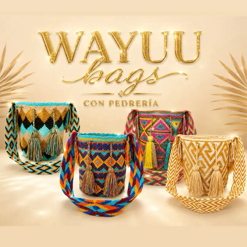 Tradicional Wayuu Bag whith crystals – Bohemian & Versatile Style Handmade