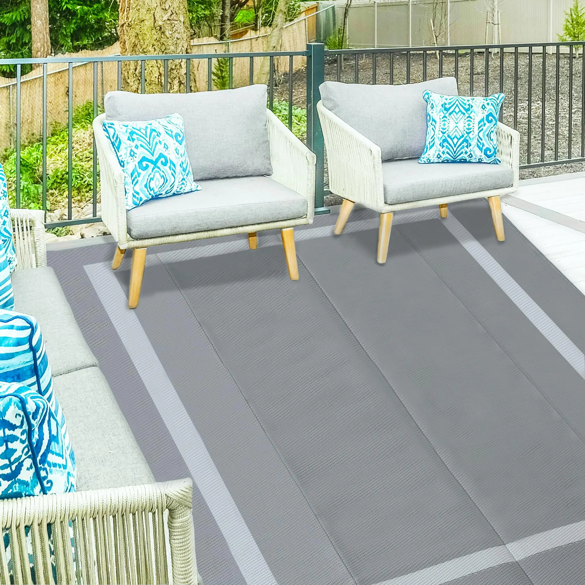 [Deals For You] 5x8 FT Reversible Outdoor Rug, Waterproof Patio Carpet & RV Camping Mat, Lightweight Plastic Straw Rug for Deck Beach Balcony Porch